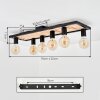 Kanor Plafondlamp Natuurlijke kleuren, Zwart, 6-lichts