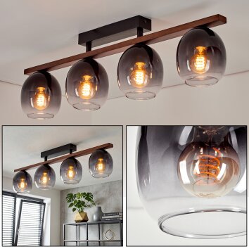 Chauplane Plafondlamp Donkerbruin, Natuurlijke kleuren, Zwart, 4-lichts