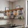 Ripoll Hanglamp, Kogellampje, Hanglamp Natuurlijke kleuren, Zwart, 5-lichts