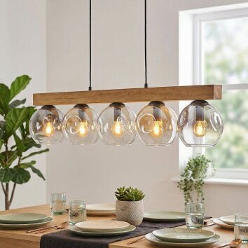 Ripoll Hanglamp, Kogellampje, Hanglamp Natuurlijke kleuren, Zwart, 5-lichts