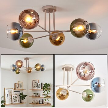 Koyoto Plafondlamp, Kogellampje 78 cm Zandkleurig, 6-lichts