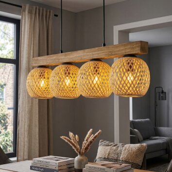 Basto Hanglamp, Kogellampje, Hanglamp Natuurlijke kleuren, Zwart, 4-lichts