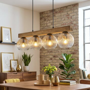 Ripoll Hanglamp, Kogellampje, Hanglamp Natuurlijke kleuren, Zwart, 4-lichts