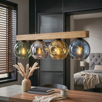 Ripoll Hanglamp, Kogellampje, Hanglamp Natuurlijke kleuren, Zwart, 4-lichts