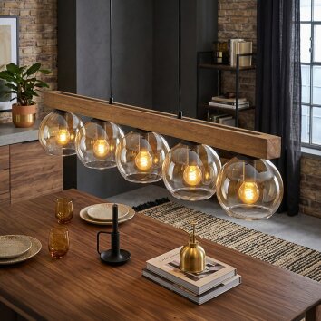 Koyoto Hanglamp, Kogellampje, Hanglamp Natuurlijke kleuren, Zwart, 5-lichts