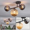 Chehalis Plafondlamp, Kogellampje Amber, Chroom, Rookkleurig, 3-lichts