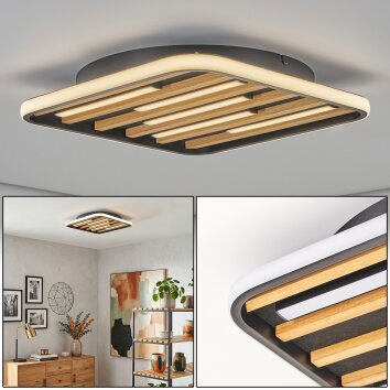 Velani Scandinavische LED plafondlamp met houten lamellen voor woonkamer en eetkamer