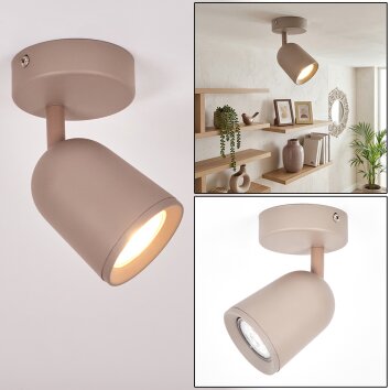 LED Plafondspot Lemak, draaibare en zwenkbare cilindrische spotkop, zandkleurig