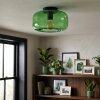 Moderne plafondlamp Boza met ronde groene glazen kap ø 28 cm, E27-fitting