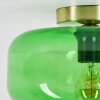 Moderne plafondlamp Boza met ronde groene glazen kap, ø 28 cm en gouden plafondplaat