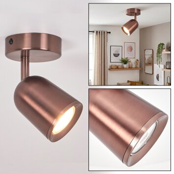 LED Lemak richtbare plafondspot in geborstelde koperlook, GU10 opbouwspot