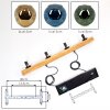 Ripoll houten balk hanglamp met 4 multikleurige glazen bollen, lengte 75 cm