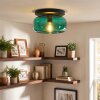 Retro ronde plafondlamp Boza met groene glazen kap, diameter 28 cm, ronde vorm