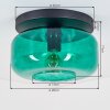 Retro ronde plafondlamp Boza met groene glazen kap, diameter 28 cm, ronde vorm