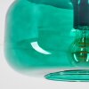 Retro ronde plafondlamp Boza met groene glazen kap, diameter 28 cm, ronde vorm