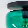 Retro ronde plafondlamp Boza met groene glazen kap, diameter 28 cm, ronde vorm