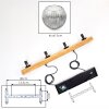 Ripoll houten balk hanglamp met geribbelde glazen bollen, 4-lichts, 75 cm