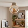 Gastor plafondlamp bol met amberkleurige glazen kap, E27 vintage plafondlicht