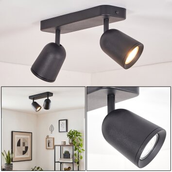LED Plafondspot Lemak met twee draai- en zwenkbare cilindrische koppen voor hal en entree