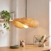 Hanglamp Bauro met geweven kap, natuurlijke kleuren, lengte 50 cm, E27, voor de eettafel
