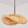 Hanglamp Bauro met geweven kap, natuurlijke kleuren, lengte 50 cm, E27, voor de eettafel