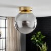 Vintage Kogel-plafondlamp Gastor met ronde rookglazen bol ø 20 cm