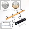 Eettafel-hanglamp Ripoll met houten balk, 4 bollen, verstelbaar bij montage, lengte 75 cm