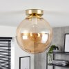 Moderne Kogel-plafondlamp Gastor met ronde amberkleurige glazen kap ø 25 cm, E27