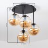 Modern kogellampje Gastor met een cluster van 4 amberkleurige glazen kappen ø 15 cm