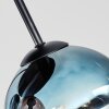 Retro cluster-plafondlamp Gastor met 4 glazen bollen in blauw, groen, helder en koper