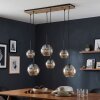 Boho cluster-hanglamp Koyoto, verstelbaar bij montage, 6 amberkleurige glazen bollen voor de eettafel