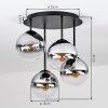 Moderne Cluster-plafondlamp Gastor met 4 bollen van helder en rookkleurig glas, ø 15 cm