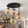 Moderne Cluster-plafondlamp Chehalis met 4 amber- en heldere glazen bollen ø 15 cm