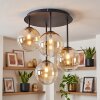 Moderne Cluster-plafondlamp Chehalis met 4 amber- en heldere glazen bollen ø 15 cm
