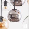 Hanglamp Koyoto, in hoogte verstelbaar bij montage, 6 glazen schermen in amber en chroom
