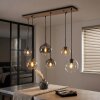 Clusterhanglamp Koyoto met 6 bollen in amber, helder en rookglas, verstelbaar bij montage