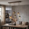 Clusterhanglamp Koyoto met 6 bollen in amber, helder en rookglas, verstelbaar bij montage