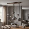 Moderne Hanglamp Koyoto met 6 rookglazen bollen, verstelbaar bij montage, voor de eettafel