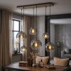 Moderne Hanglamp Koyoto met 6 rookglazen bollen, verstelbaar bij montage, voor de eettafel