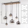 Moderne Hanglamp Koyoto met 6 rookglazen bollen, verstelbaar bij montage, voor de eettafel