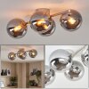 Moderne Cluster-plafondlamp Chehalis met vier rookglazen bollen, ø 15 cm