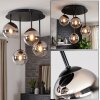 Plafondlamp Chehalis met glazen bollen, 4 stuks in chroom, helder en rookkleurig