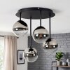Plafondlamp Chehalis met glazen bollen, 4 stuks in chroom, helder en rookkleurig