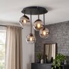 Plafondlamp Chehalis met glazen bollen, 4 stuks in chroom, helder en rookkleurig