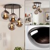 Moderne cluster-plafondlamp Chehalis met 4 glazen bollen in chroom en rookkleurig, ø 15 cm