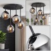 Moderne cluster-plafondlamp Chehalis met 4 rook- en chroomkleurige glazen bollen