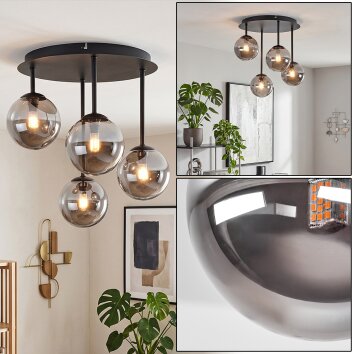 Moderne Cluster-plafondlamp Chehalis met 4 rookglazen bollen ø 12 cm