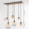 Koyoto 6-lichts E27 hanglamp met bolkappen, langwerpig voor eettafel