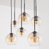 Koyoto 6-lichts E27 hanglamp met bolkappen, langwerpig voor eettafel