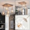 Cluster-plafondlamp Koyoto met 5 heldere glazen bollen boven de eettafel